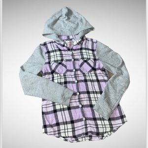 Girls’ 8 Justice Flannel Hooded Button Down